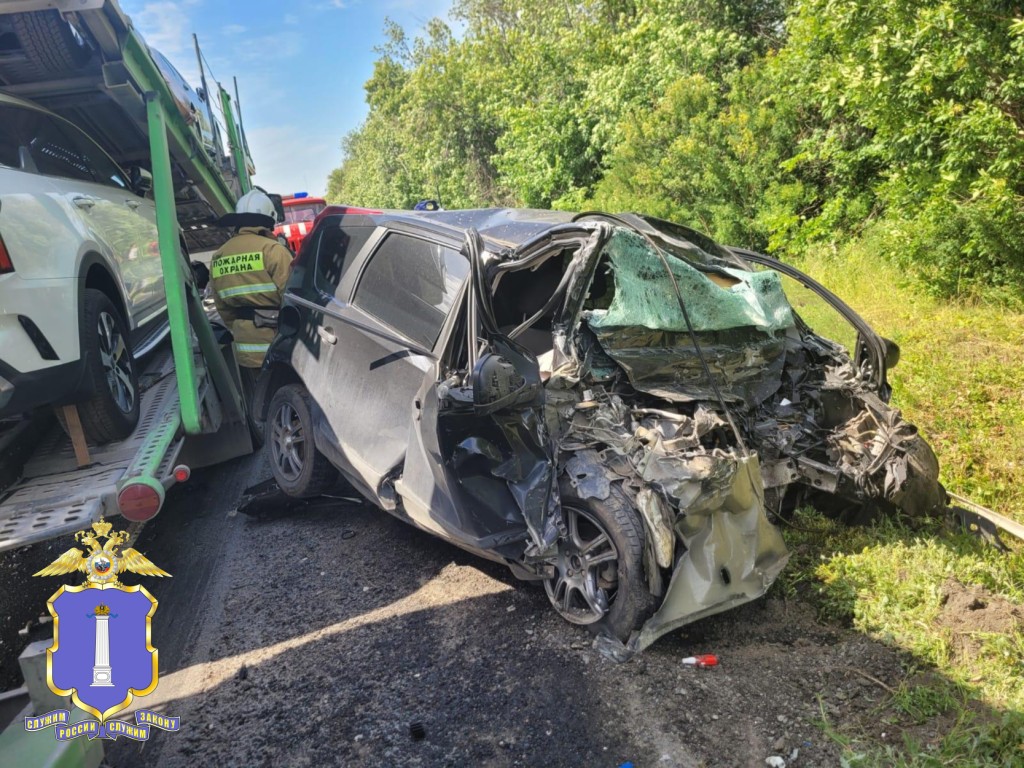 На трассе под Димитровградом водитель иномарки вылетел на встречку и погиб после столкновения с грузовиком