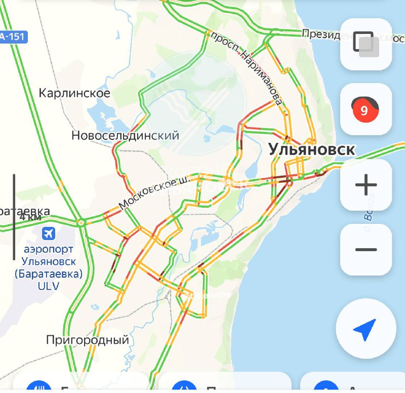 Ульяновск сковали 9-балльные пробки