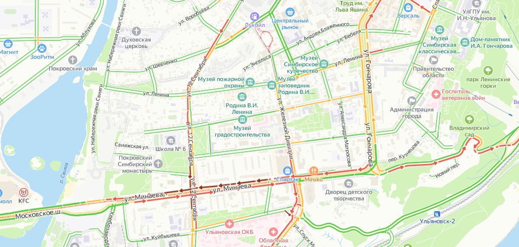 Пробки ульяновск сейчас на карте